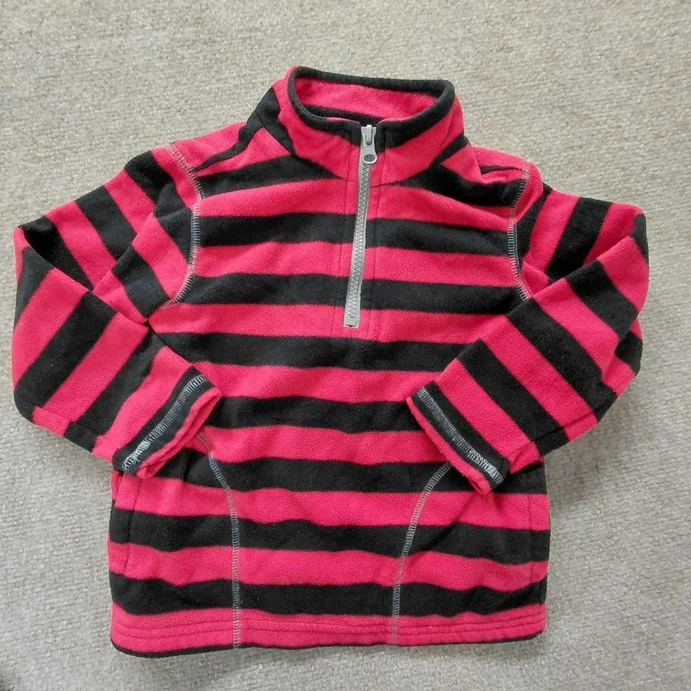 Carters Buffalo Plaid Wonder 3T Red Black Stripe Quarter Fleece Zip‎ Pullover